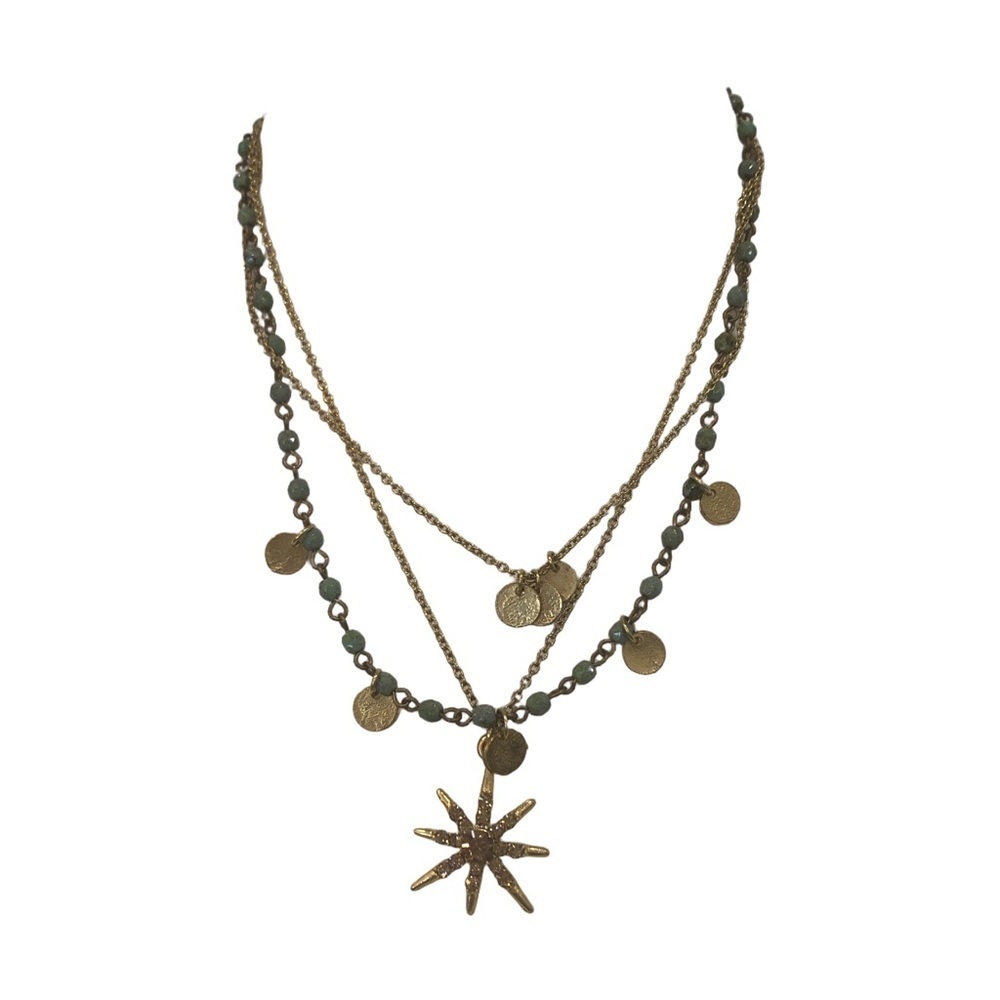 Gold Multi-Layered Star Pendant Necklace